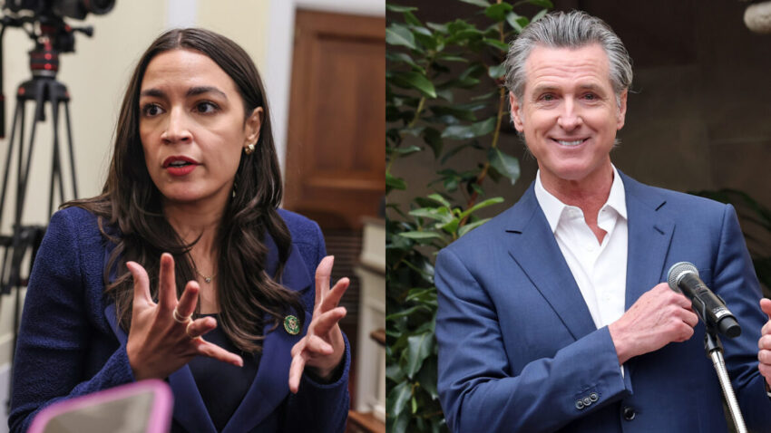 AOC Gavin Newsom Composite Photo