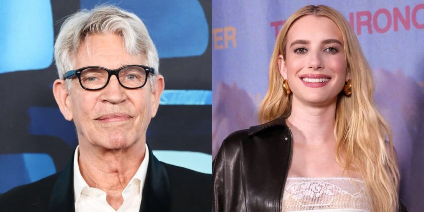Eric Roberts image on the left, Emma Roberts photo on the right. He has a straight face and she is smiling