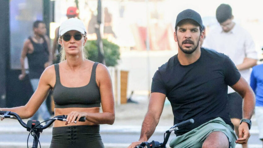 Gisele Bundchen and Joaquim Valente in Brazil riding bikes
