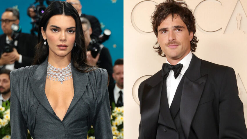 Composite photo with Kendall Jenner at event on the left and Jacob Elordi at the Oscars on the right